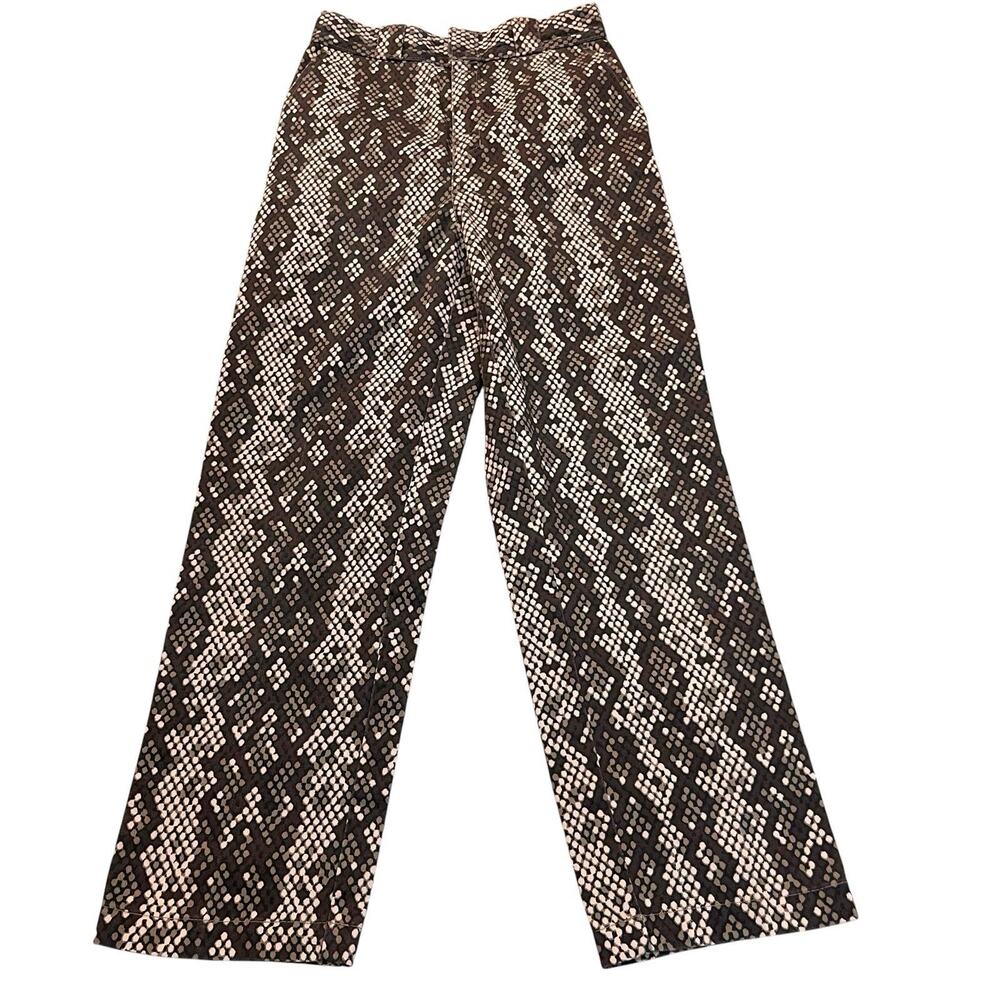Dickies Camden Snake Print Pants 2R Brown Straight Leg Chinos Ankle Cropped